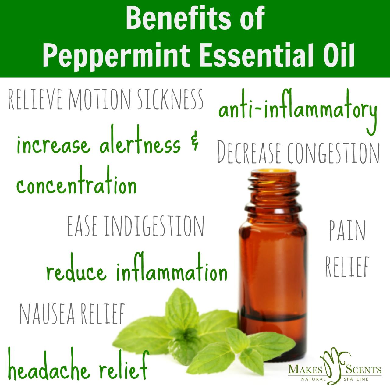 Peppermint essential benefits oil scent health sation feel scents leave natural spa