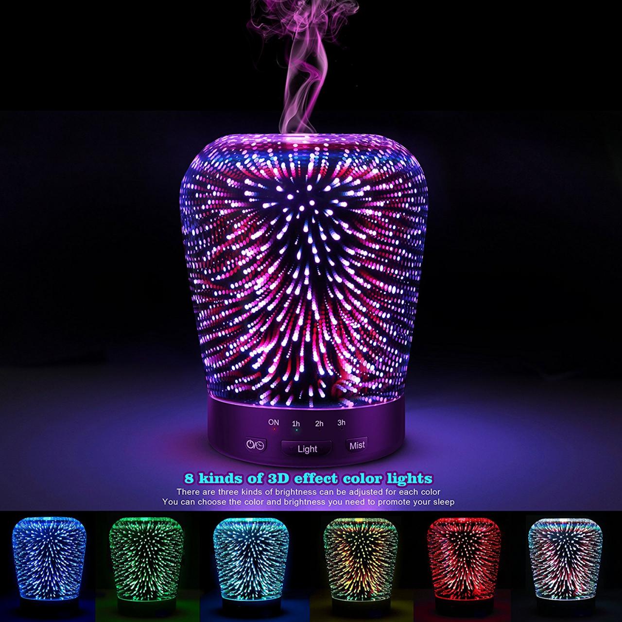 Diffuser oil essential aroma ultrasonic fragrance led changing color scented purifier humidifier mist air 3d amazon lights